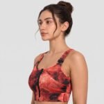 Women's High-Support Adjustable Sports Bra Red Print - Image 3