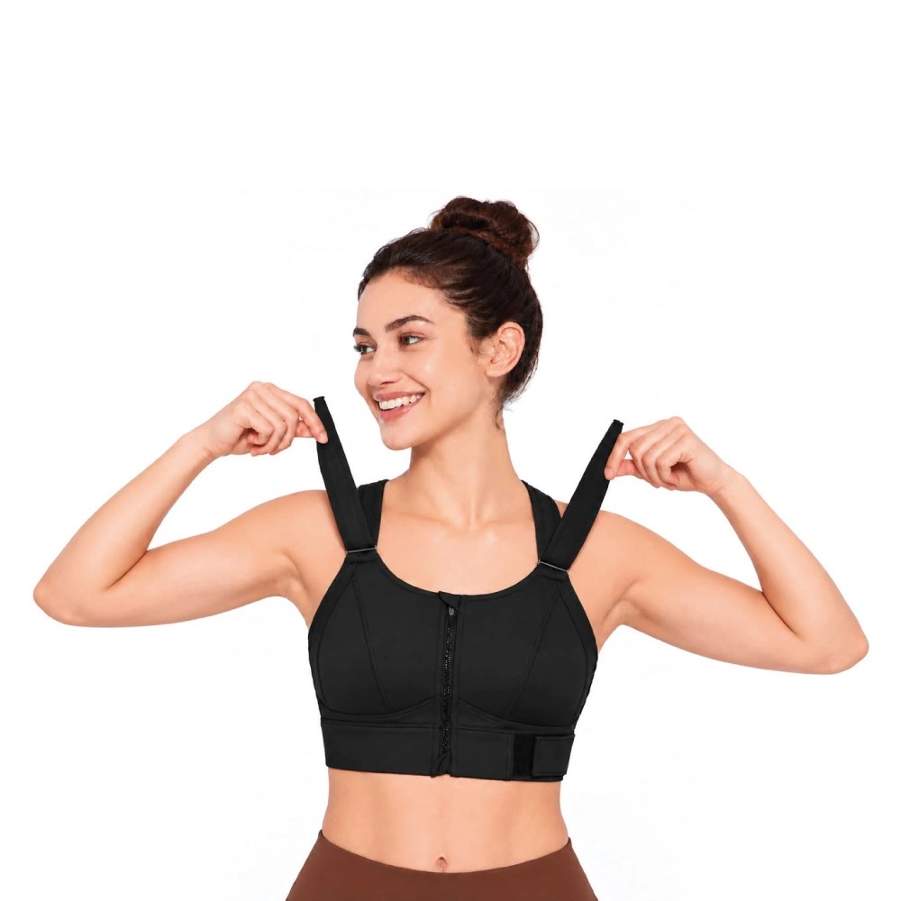 black-1 Women's High-Support Adjustable Sports Bra Black - Image 1
